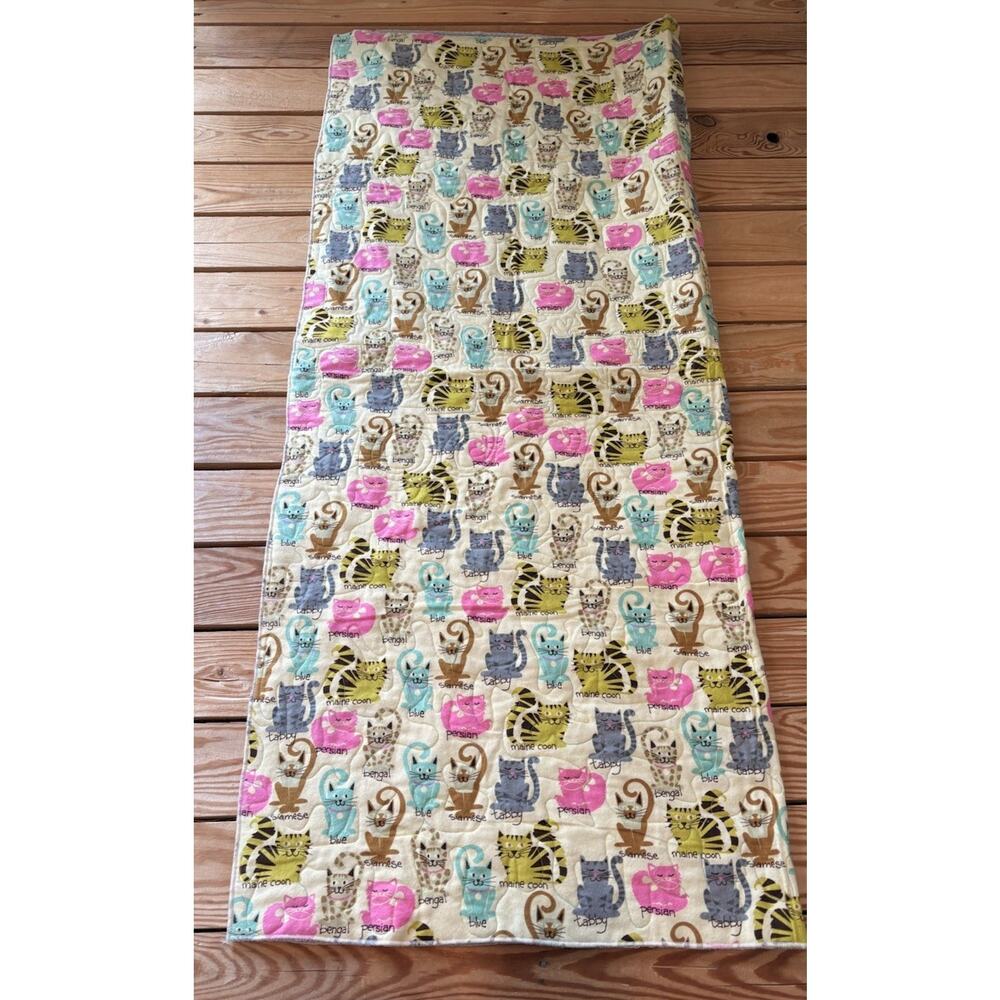 Handmade Cat Quilt size 49x40 Multicolor P9